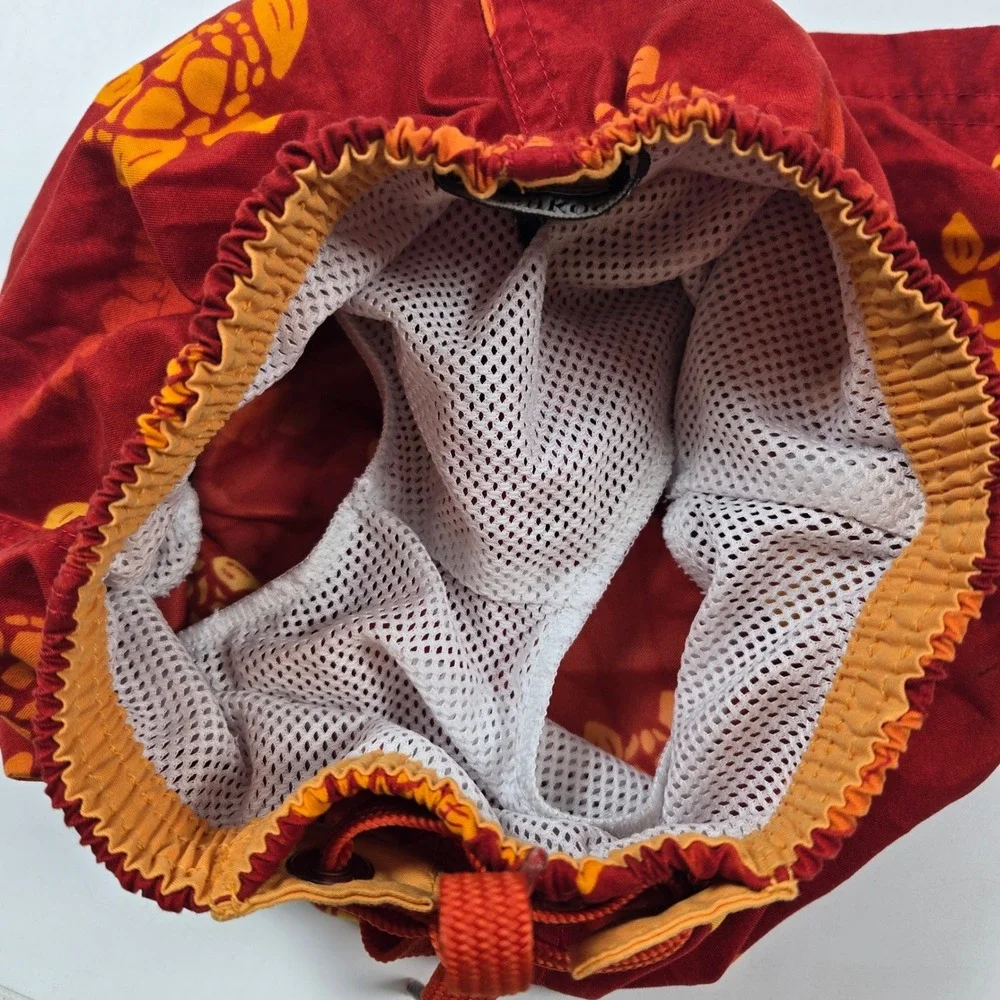 OshKosh Swim Trunks Baby Boy 12M Red Orange Turtle Print Mesh Lined Board Shorts